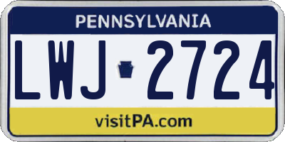 PA license plate LWJ2724