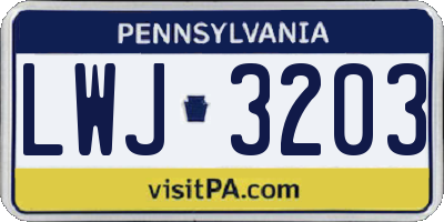 PA license plate LWJ3203