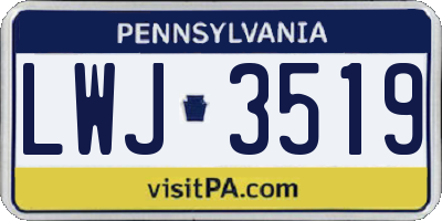 PA license plate LWJ3519
