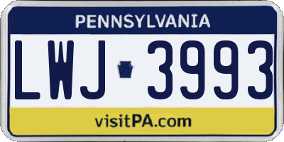 PA license plate LWJ3993