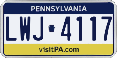 PA license plate LWJ4117