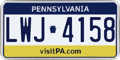 PA license plate LWJ4158