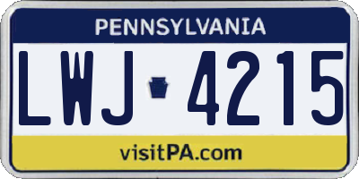 PA license plate LWJ4215