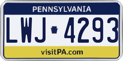 PA license plate LWJ4293