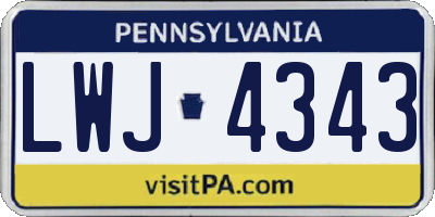 PA license plate LWJ4343