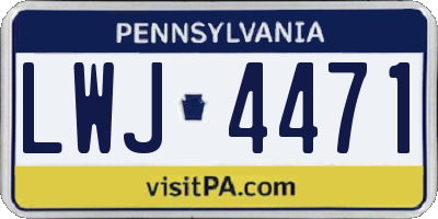 PA license plate LWJ4471