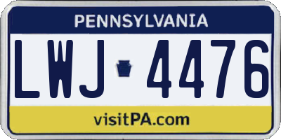 PA license plate LWJ4476