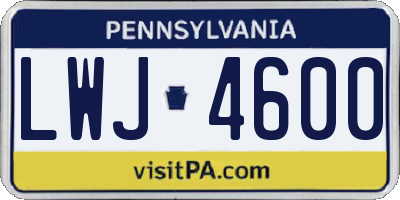 PA license plate LWJ4600