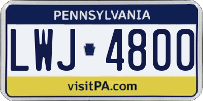 PA license plate LWJ4800