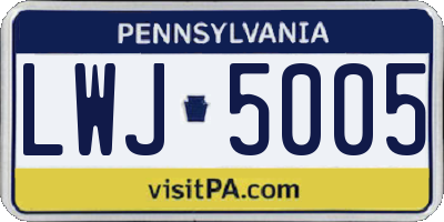 PA license plate LWJ5005