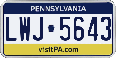 PA license plate LWJ5643