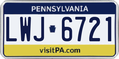 PA license plate LWJ6721