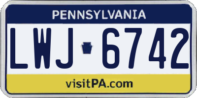 PA license plate LWJ6742