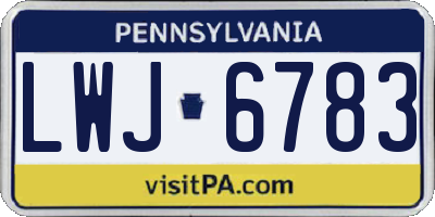PA license plate LWJ6783