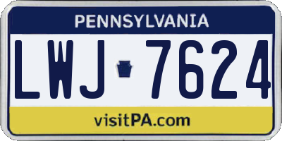 PA license plate LWJ7624