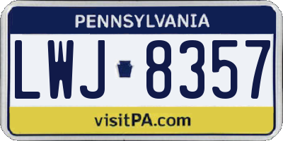 PA license plate LWJ8357