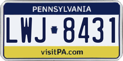 PA license plate LWJ8431