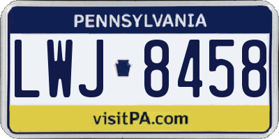 PA license plate LWJ8458