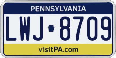 PA license plate LWJ8709