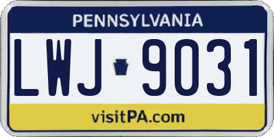 PA license plate LWJ9031