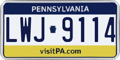 PA license plate LWJ9114