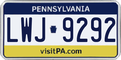 PA license plate LWJ9292