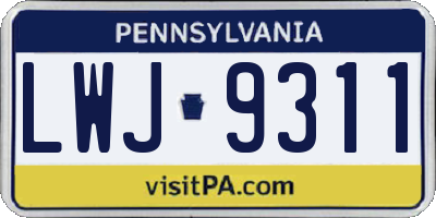 PA license plate LWJ9311