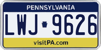PA license plate LWJ9626