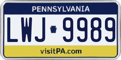 PA license plate LWJ9989