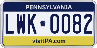 PA license plate LWK0082