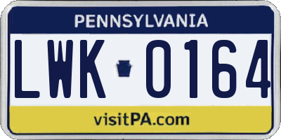 PA license plate LWK0164
