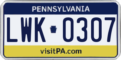 PA license plate LWK0307