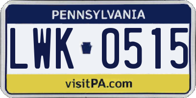 PA license plate LWK0515