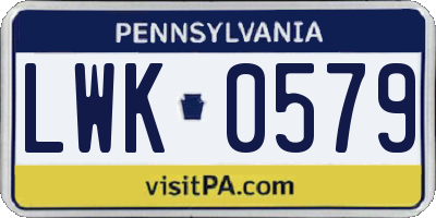 PA license plate LWK0579