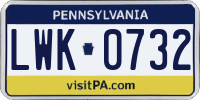 PA license plate LWK0732