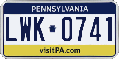 PA license plate LWK0741