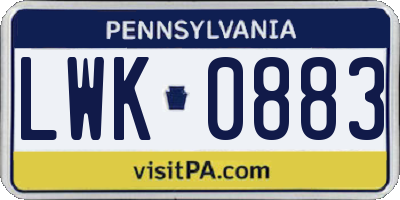 PA license plate LWK0883