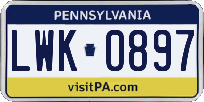PA license plate LWK0897
