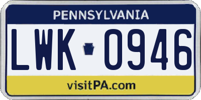 PA license plate LWK0946