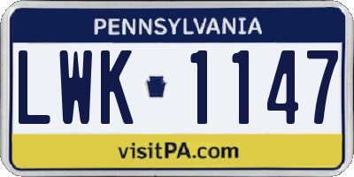 PA license plate LWK1147