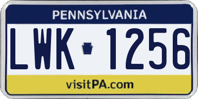 PA license plate LWK1256