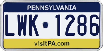 PA license plate LWK1286