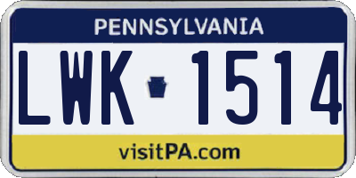 PA license plate LWK1514