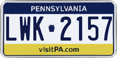 PA license plate LWK2157