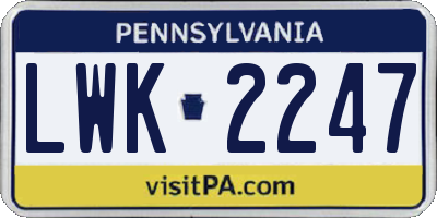 PA license plate LWK2247