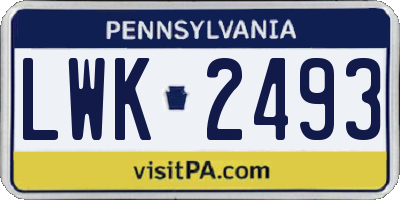PA license plate LWK2493