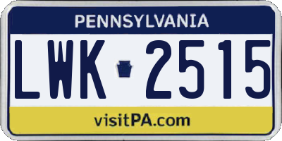 PA license plate LWK2515