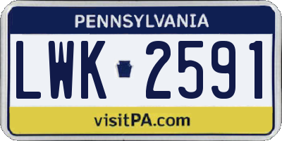 PA license plate LWK2591