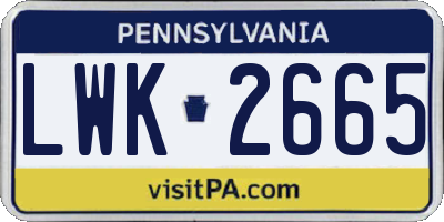 PA license plate LWK2665