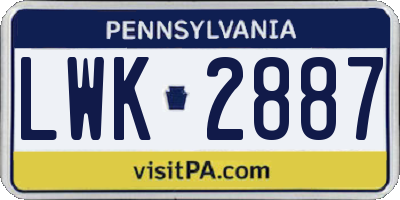 PA license plate LWK2887